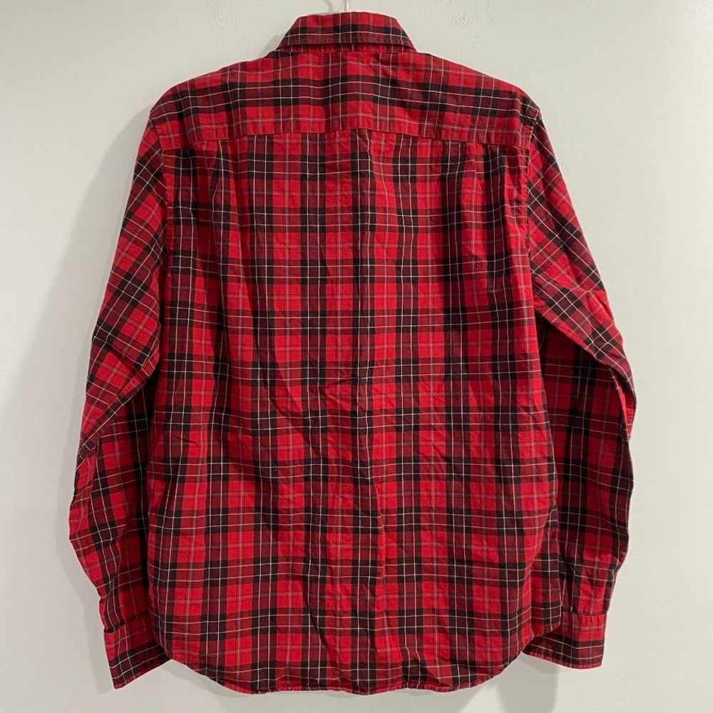 American Eagle Mens Plaid Button Down Shirt Medium Classic Fit Red Black - Picture 4 of 9